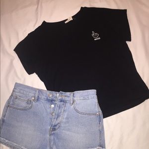 Black “Mood” crop top t-shirt